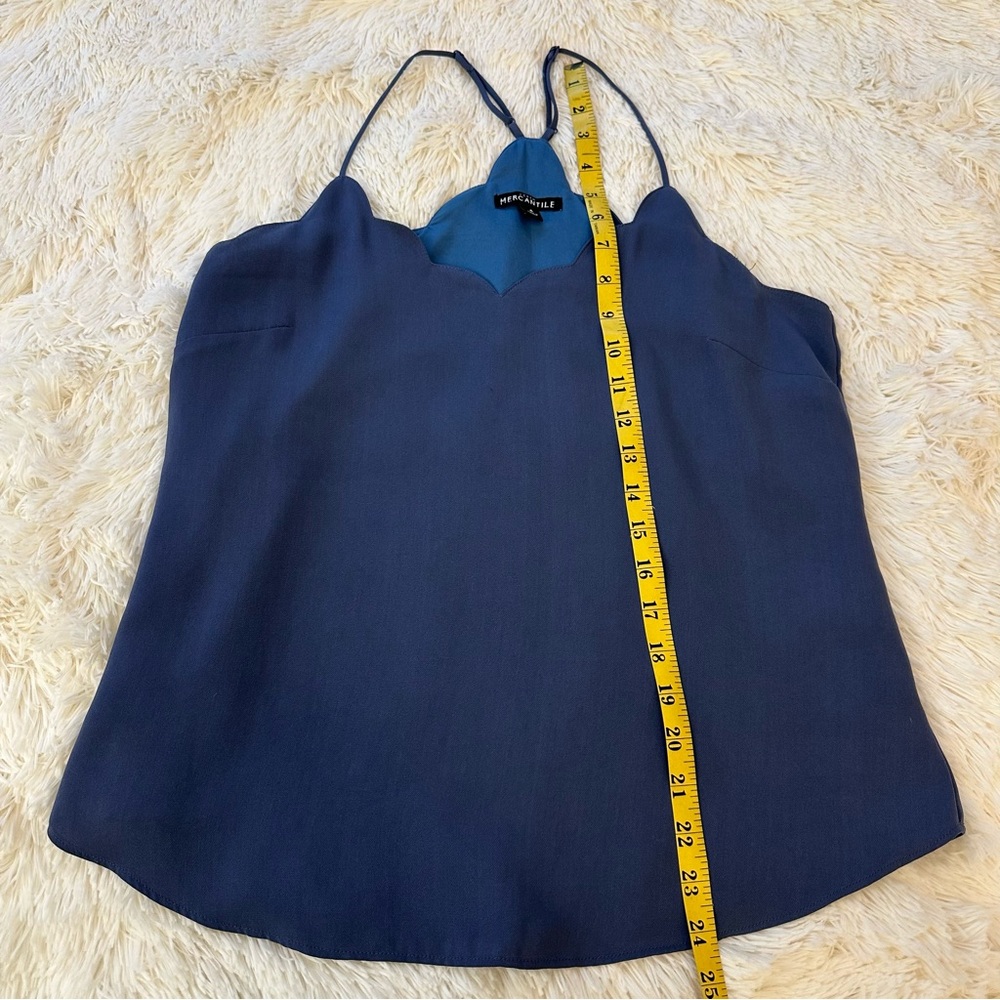 J.CREW Mercantile Blue Scallop Neck Camisole Tank Top Strappy Blouse Size 4 - Picture 4 of 9